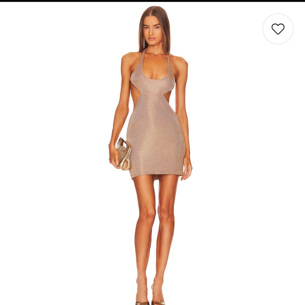 x REVOLVE Leila Mini Dress in GoldMichael Costello